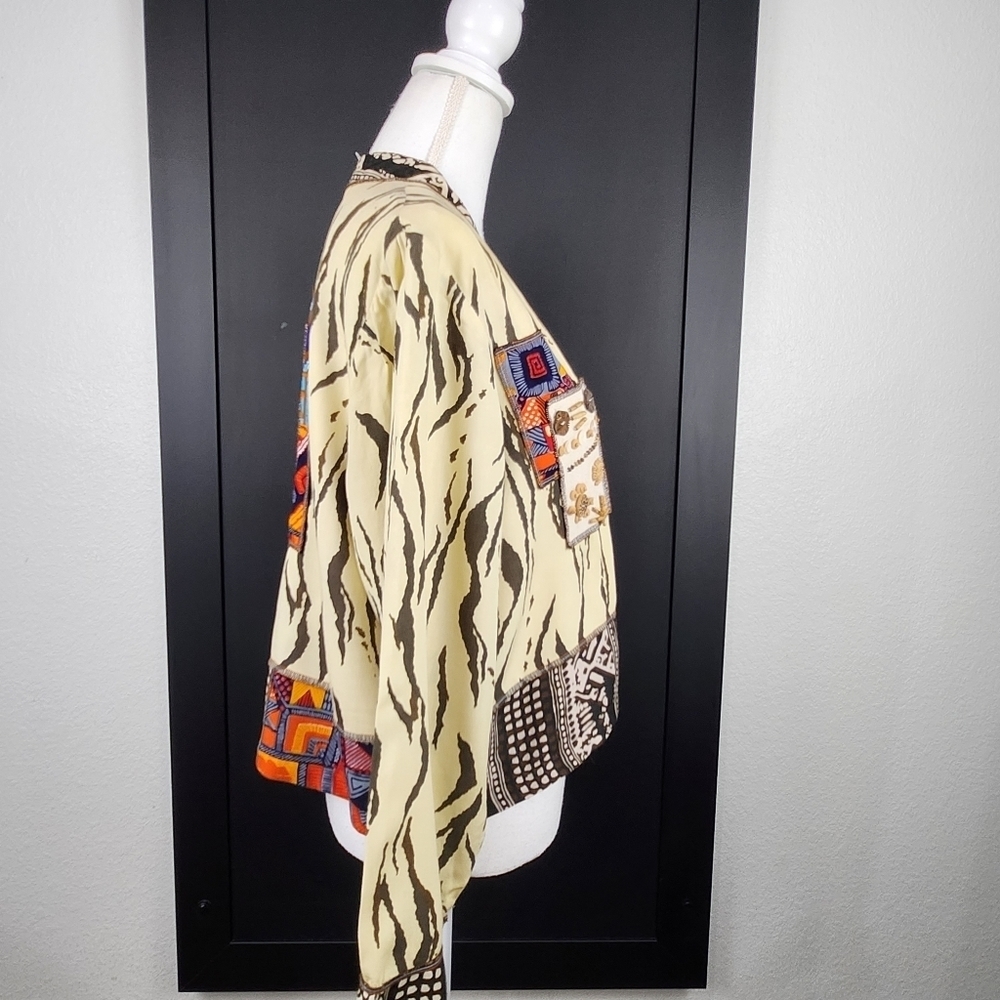 Vintage Cache African Style Patchwork Jacket Size… - image 4